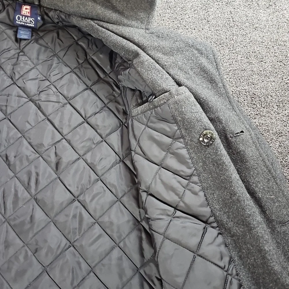 Chaps‎ Polo Ralph Lauren Jacket Mens Large Black Gray Wool Blend Lined Coat